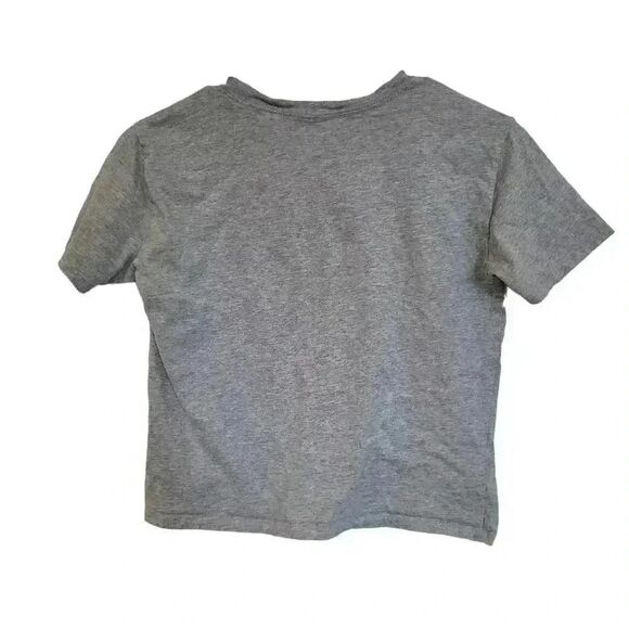 Hollister Women's Heather Gray Cotton Pastel Striped Graphic Boxy Short Sleeve C - Picture 2 of 3